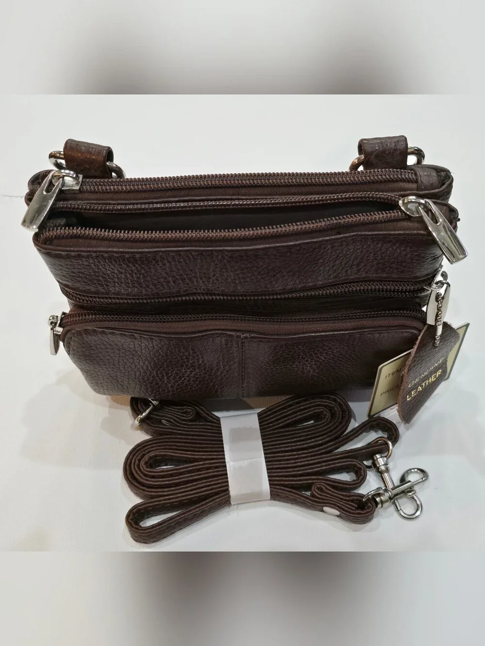 Genuine Leather Brown Crossbody Bag - Hand Crafted